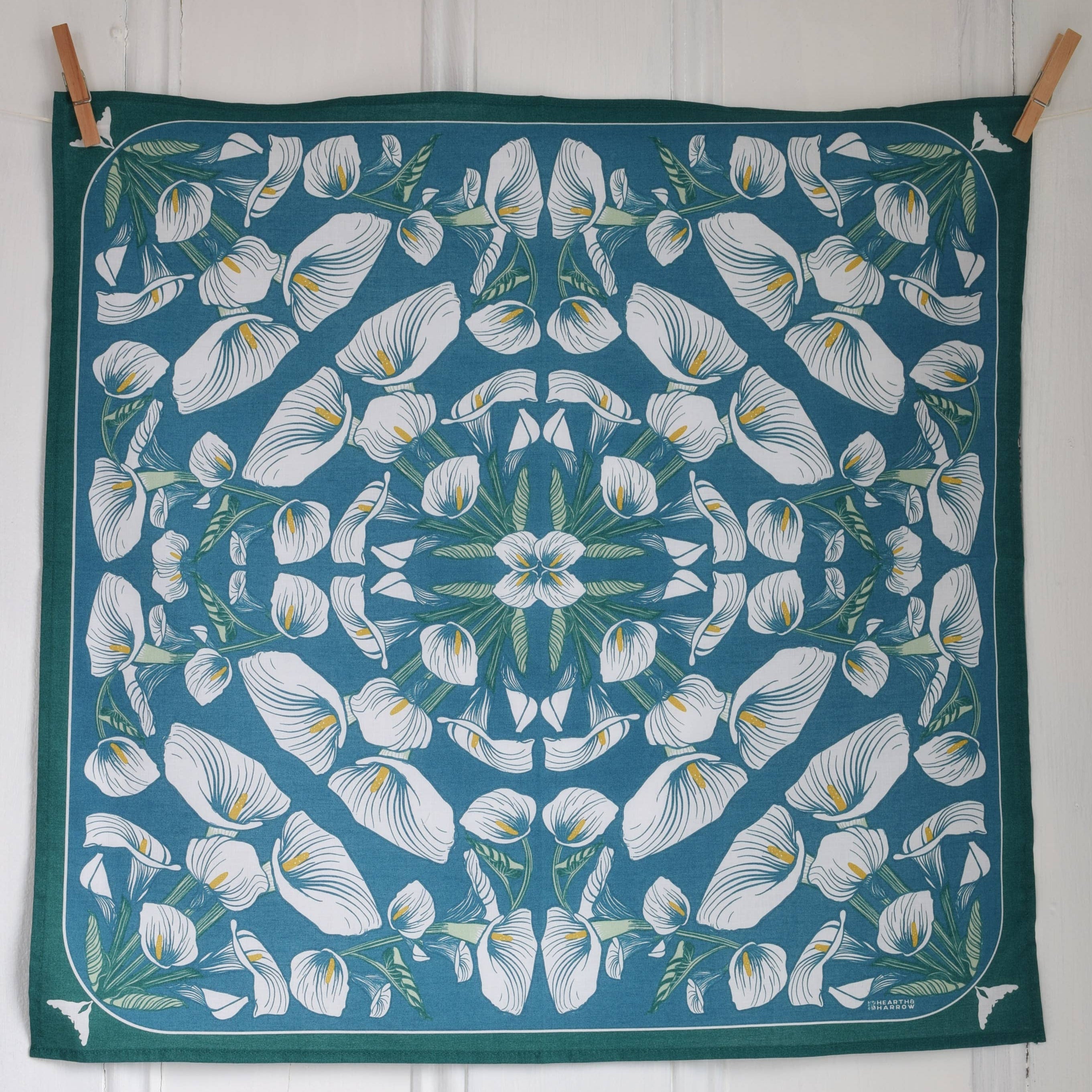 Calla Lily Bandana - 100% Cotton - Handkerchief - Soft Hanky