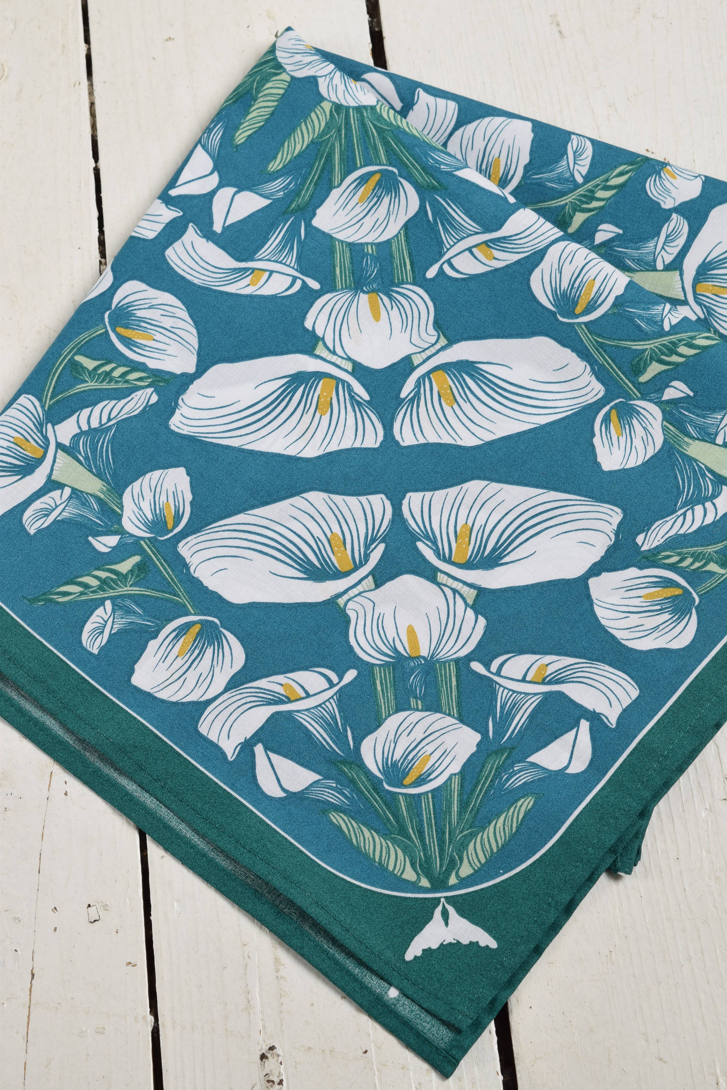 Calla Lily Bandana - 100% Cotton - Handkerchief - Soft Hanky