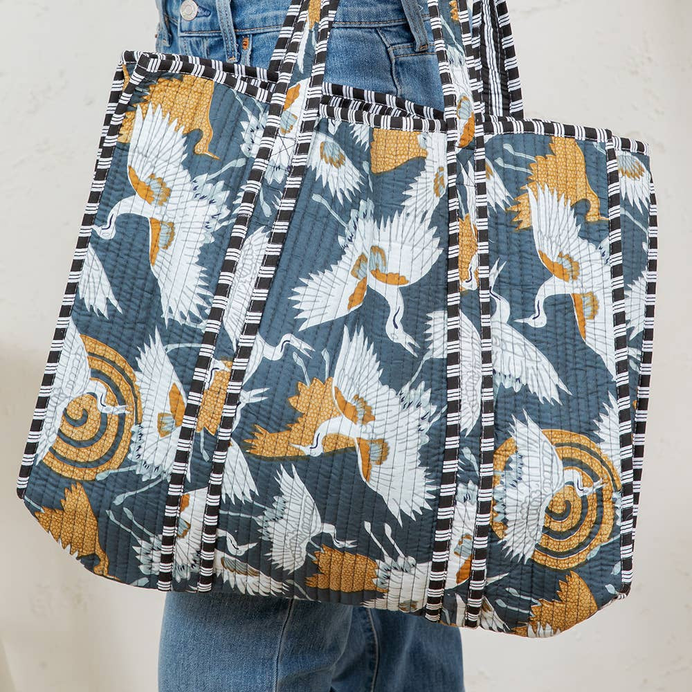 Bird Quilted Tote Bag