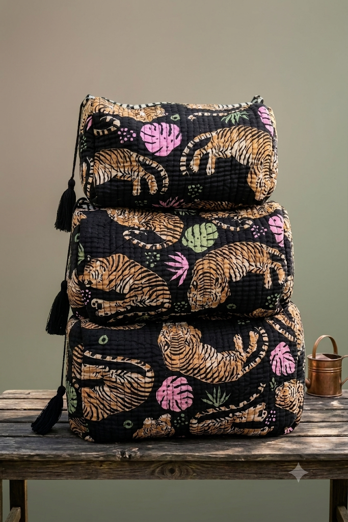 Quilted Makeup/Toiletry Bag: Default Title