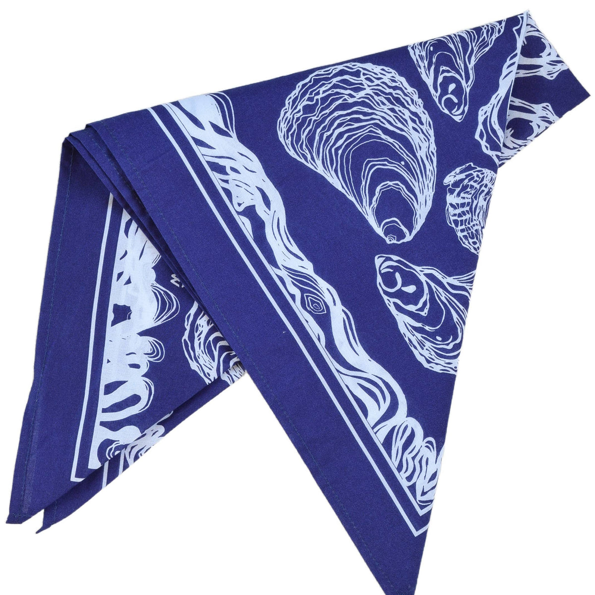 Oyster Bandana - 100% Cotton - Hand Printed - Royal Blue